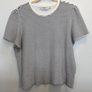 Simons Black and White Striped Short Sleeve Tee